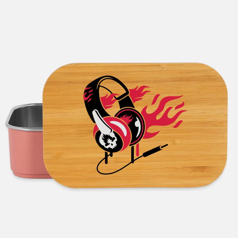 Kopfhörer und Flammen - Lunch Box - Hellrosa