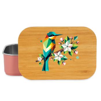 Bee-eaters on apple blossoms – Colourful motif - Lunch Box - light pink - Front