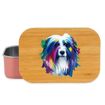 Old English Sheepdog Vibrant Oil Painting Art - Lunch Box - light pink - Front