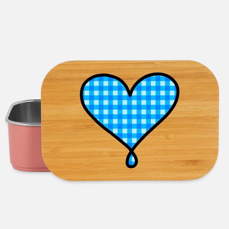 Blaues Herz - Lunch Box - Hellrosa