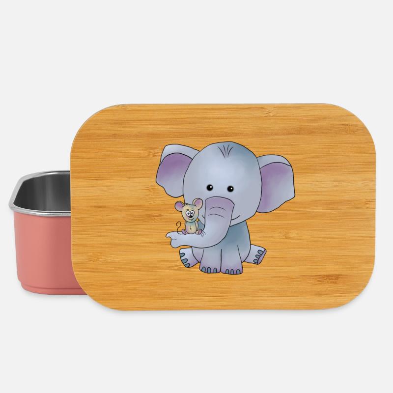 Elefant mit Maus - Lunch Box - Hellrosa