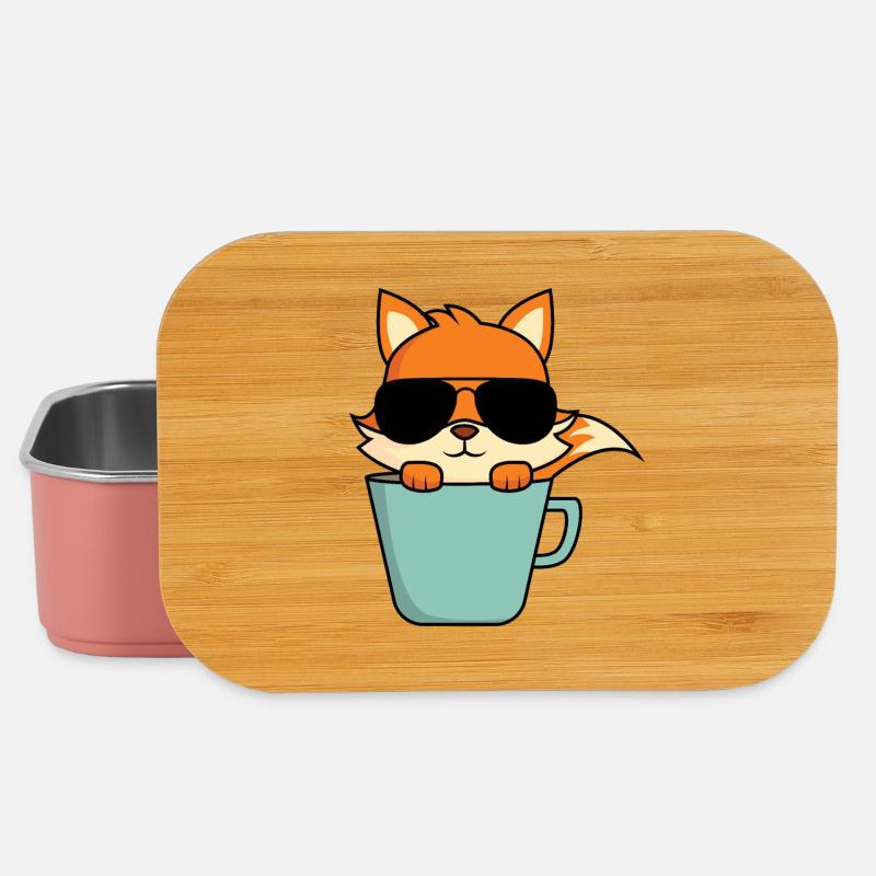Cooler Fuchs in Kaffeetasse - Lunch Box - Hellrosa