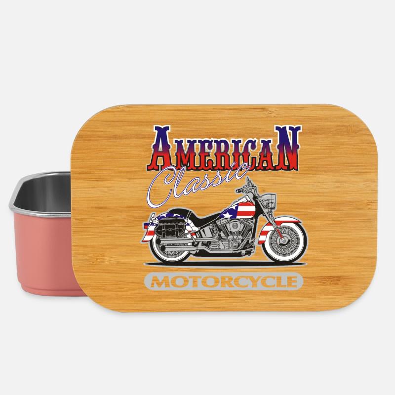 Classic American Motorcycle - Lunch Box - light pink