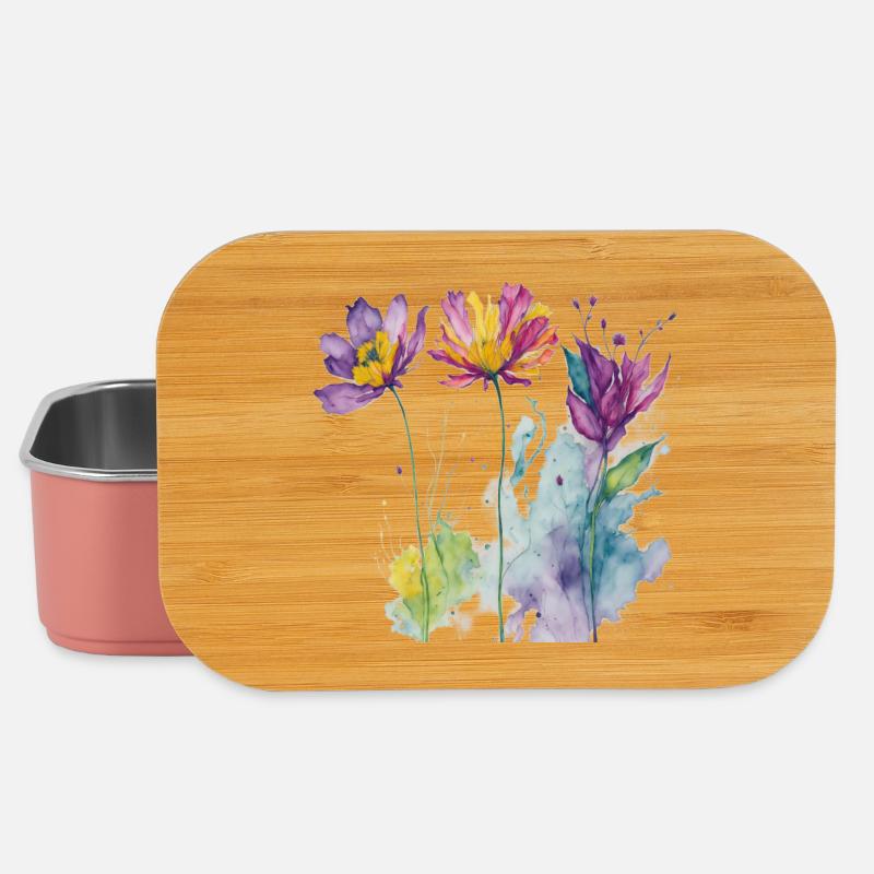 Aquarelle florale - Boîte à goûter - rose clair