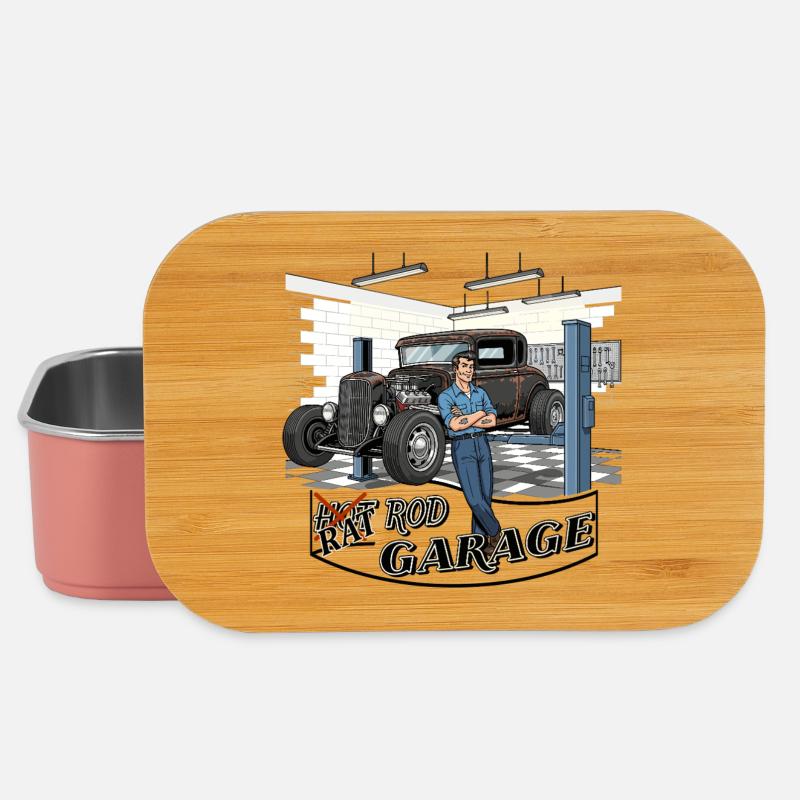 Vintage Car Workshop Design - Lunch Box - light pink