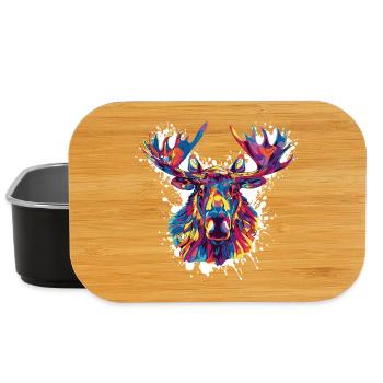 Hirsch Reh Farbklecks - Lunch Box - Schwarz - Vorne