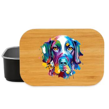 German Shorthaired Pointer GSP Colourful Dog Art - Lunch Box - black - Front