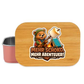 Camping Bär mit Schoko Abenteuer am Lagerfeuer - Lunch Box - Hellrosa - Vorne