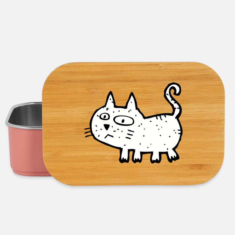Chat croquis noir et blanc - Boîte à goûter - rose clair