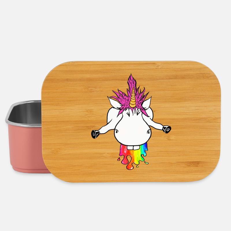 Regenbogen Einhorn Farbklecks Regenbogenkotze - Lunch Box - Hellrosa