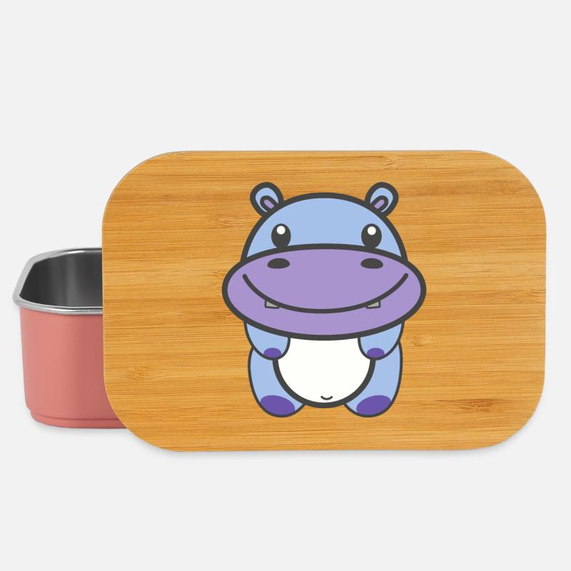 Hippopotame mignon Kawaii - Boîte à goûter - rose clair