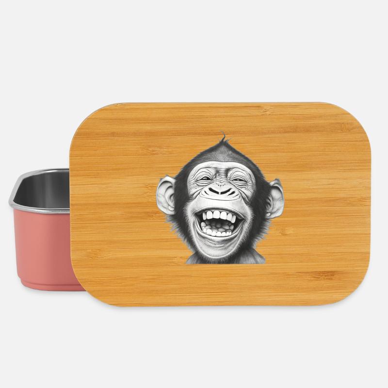Lachender Affe Schwarzweiß - Lunch Box - Hellrosa