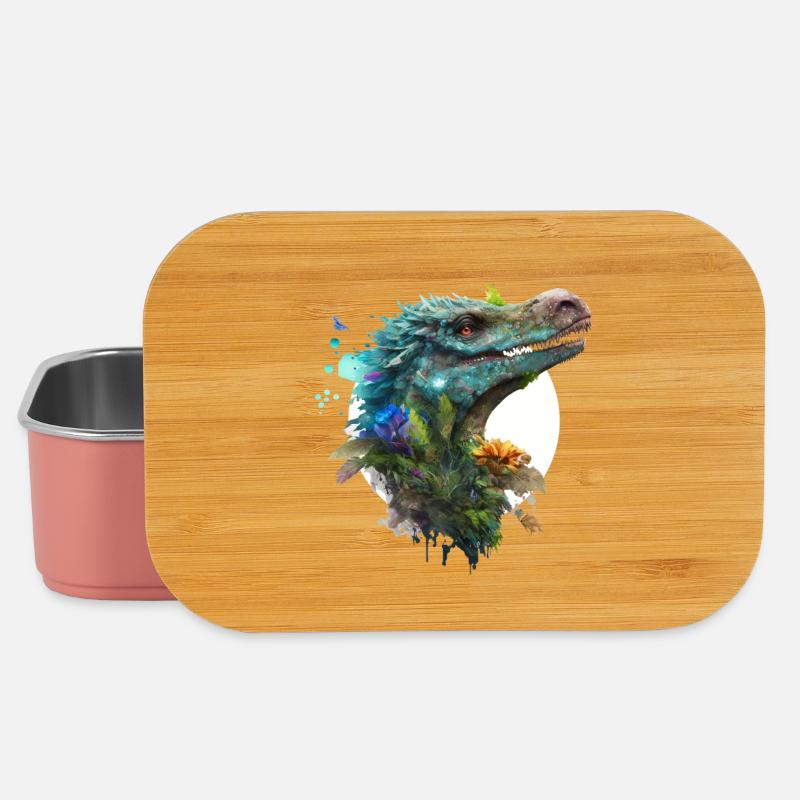 Blue Velociraptor with white background - Lunch Box - light pink