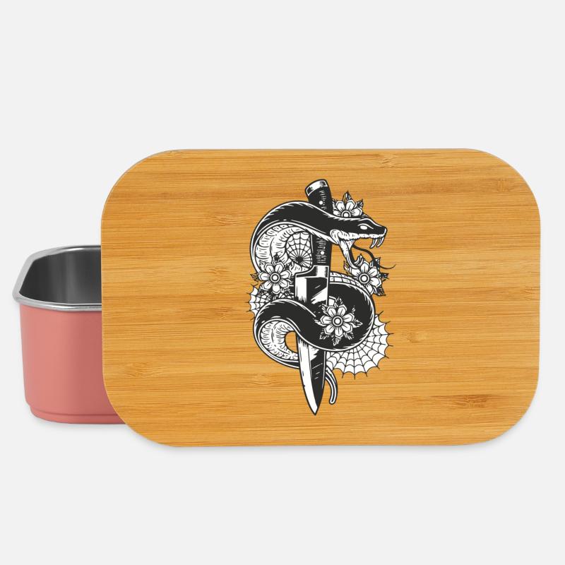 angriffslustige Schlange mit Messer - Lunch Box - Hellrosa