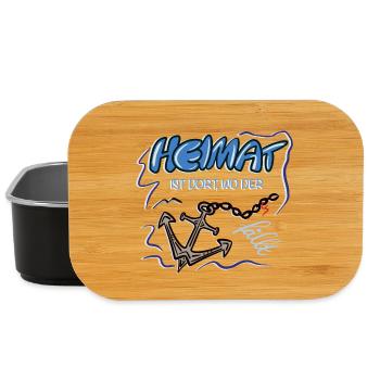 Heimat Hafen Motiv mit Anker und Kette - Lunch Box - Schwarz - Vorne