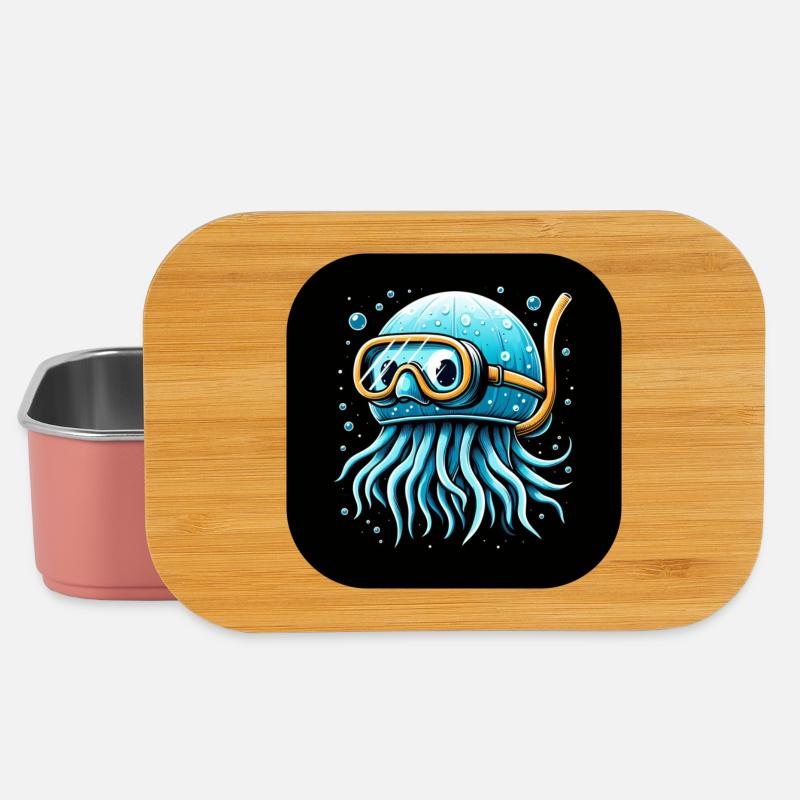 Krake mit Taucherbrille Comic - Lunch Box - Hellrosa