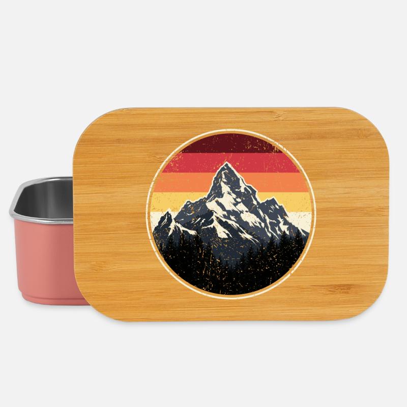 Crépuscule de montagne Rétro Badge - Boîte à goûter - rose clair