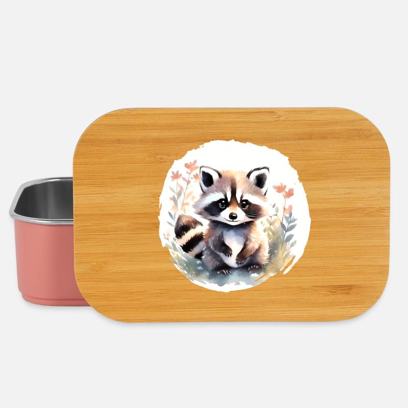 Waschbär Aquarell - Lunch Box - Hellrosa