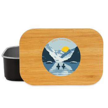 Two people taking an ice bath in the cold mountains - Lunch Box - black - Front