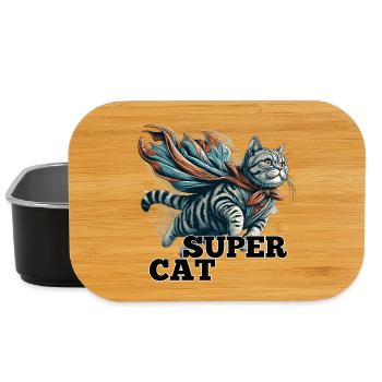Super chat British Shorthair BKH Tabby - Boîte à goûter - noir - Devant