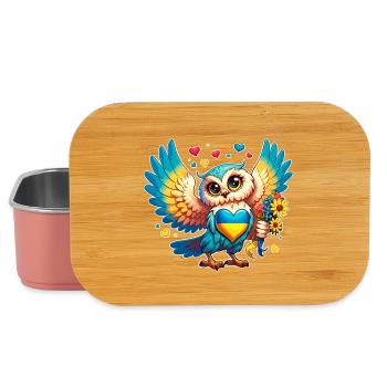 Cute Owl with Ukraine Heart - Lunch Box - light pink - Front