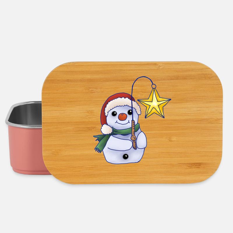 Schneemann mit Stern - Lunch Box - Hellrosa
