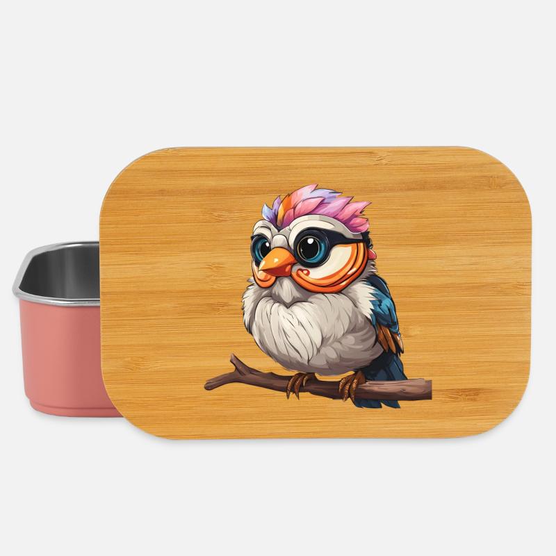 Lebendiges Spektakel der bunten Eule - Lunch Box - Hellrosa
