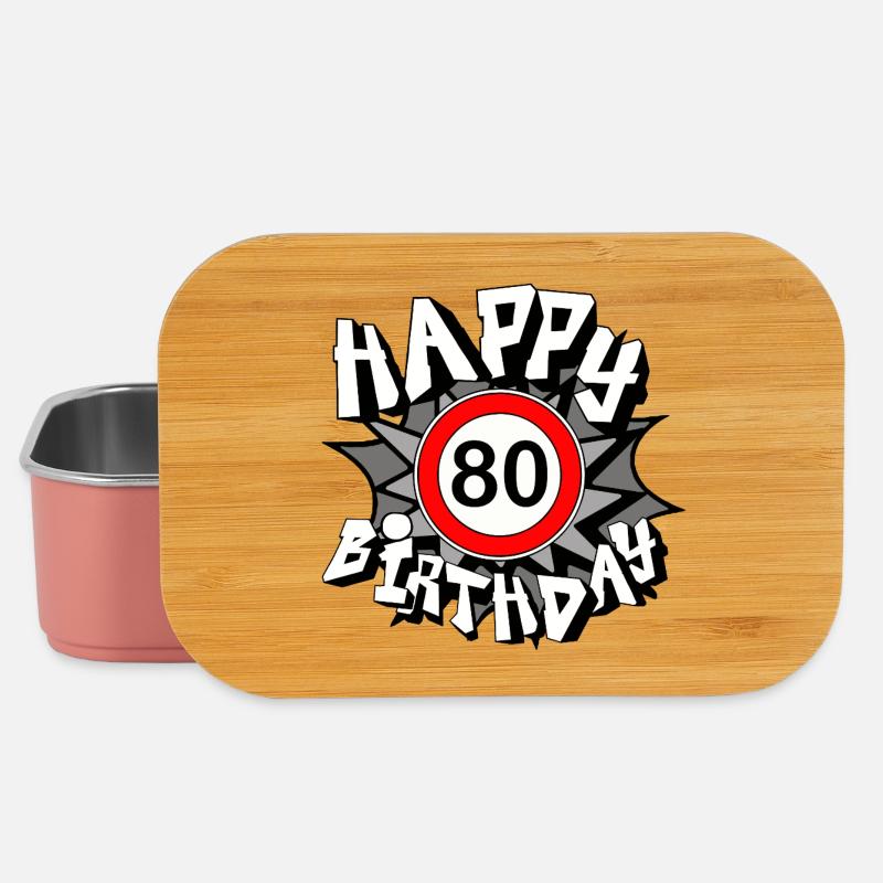 80e anniversaire , Cadeau de joyeux 80e anniversaire (25) - Boîte à goûter - rose clair