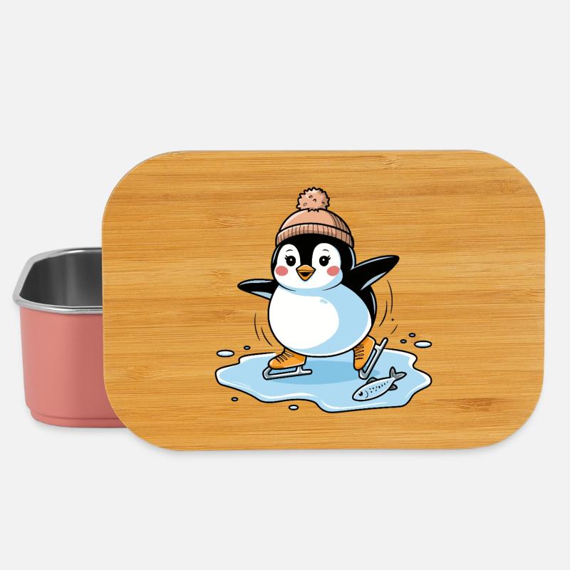 Skating Penguin - Lunch Box - light pink