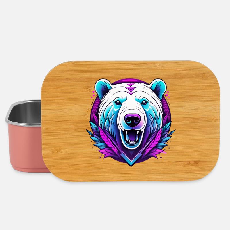 White Bear with Neon Accents - Lunch Box - light pink