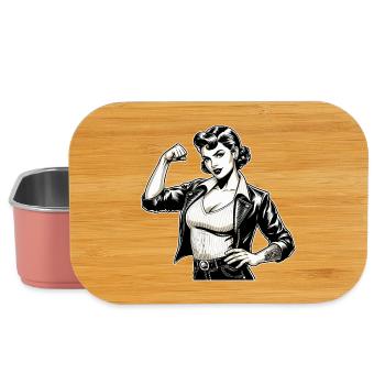 Strong Cool Woman Rockabilly Leather Jacket Gift - Lunch Box - light pink - Front