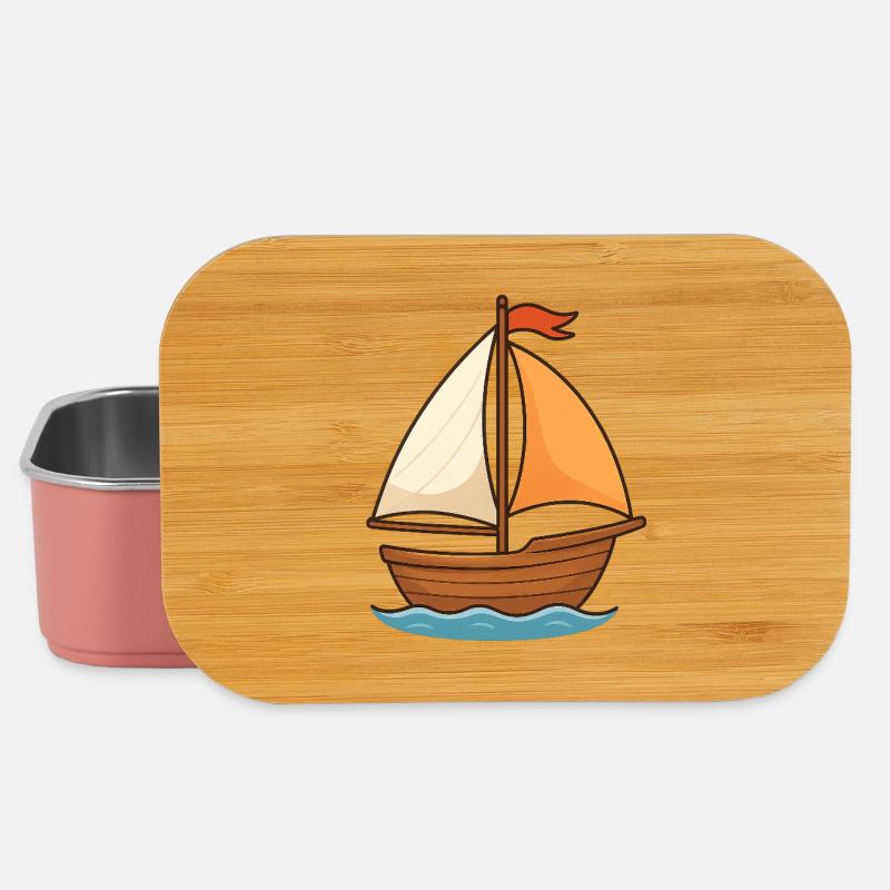Maritimes Segelschiff Wasserfarben Design - Lunch Box - Hellrosa
