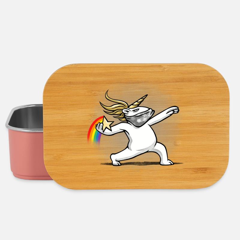 Unicorn throws a rainbow - Lunch Box - light pink
