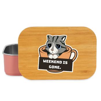 Sad Kitten with Coffee Cup and Weekend Sign - Lunch Box - light pink - Front