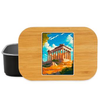 Ancient Greek Temple Illustration - Lunch Box - black - Front