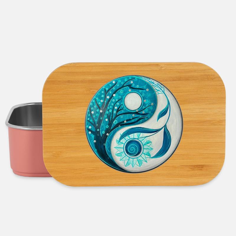 Yin Yang mit Baum und Spirale - Lunch Box - Hellrosa