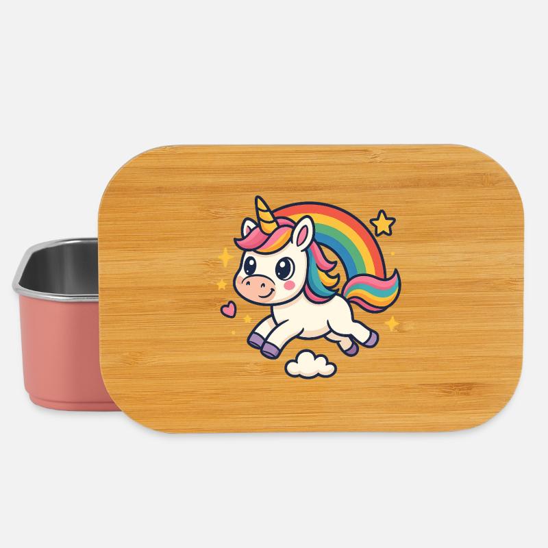 Kunterbuntes Einhorn Regenbogen - Lunch Box - Hellrosa