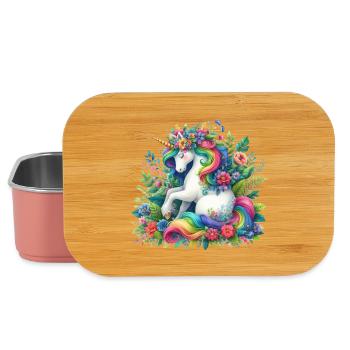 Fleur de licorne à crinière arc-en-ciel - Boîte à goûter - rose clair - Devant