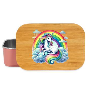 Rainbow Unicorn on Clouds - Lunch Box - light pink - Front