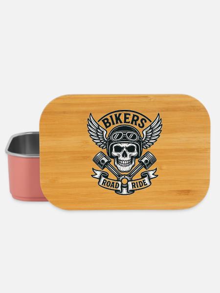 Skull Biker Wings Pistons Road - Lunch Box - Hellrosa