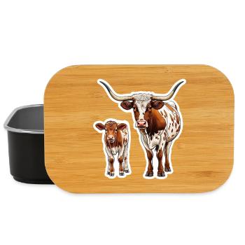 Longhorn mit Kalb – Westernklassiker  - Lunch Box - Schwarz - Vorne