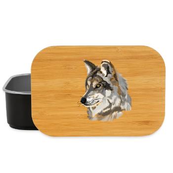 Wolfskopf Aquarellportrait - Lunch Box - Schwarz - Vorne