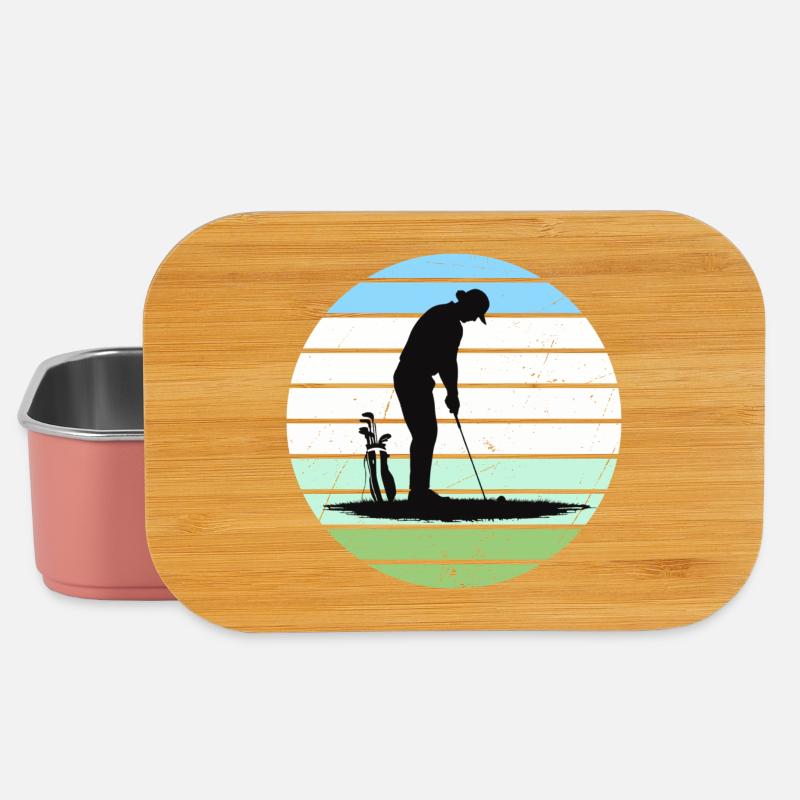 Golf silhouette in pastel circle - Lunch Box - light pink