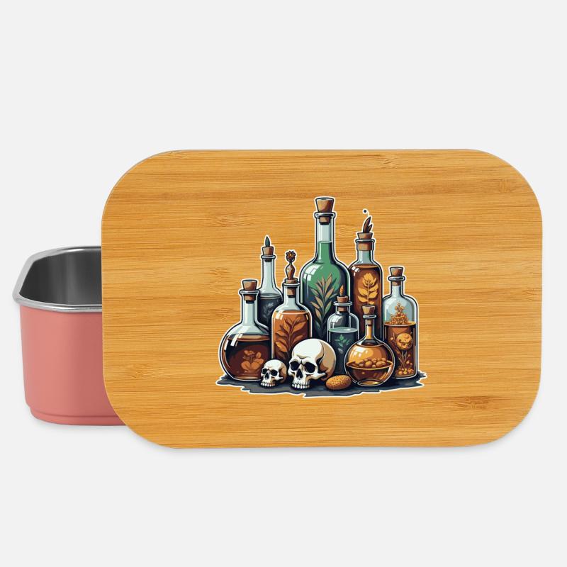 Alchemie Fläschchen Schädel Design - Lunch Box - Hellrosa