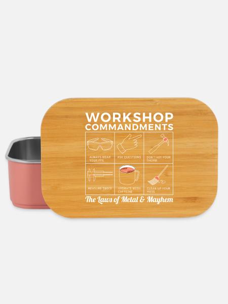 Werkstattregeln, Sarkastischer Maschinist & Ingenieur T-Shirt - Lunch Box - Hellrosa