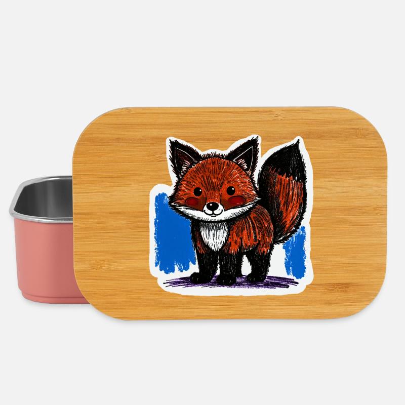 Kleiner Fuchs (Buntstiftzeichnung) - Lunch Box - Hellrosa