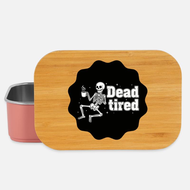 Dead tired - Müdes Skelett schwarzer Kaffee - Lunch Box - Hellrosa
