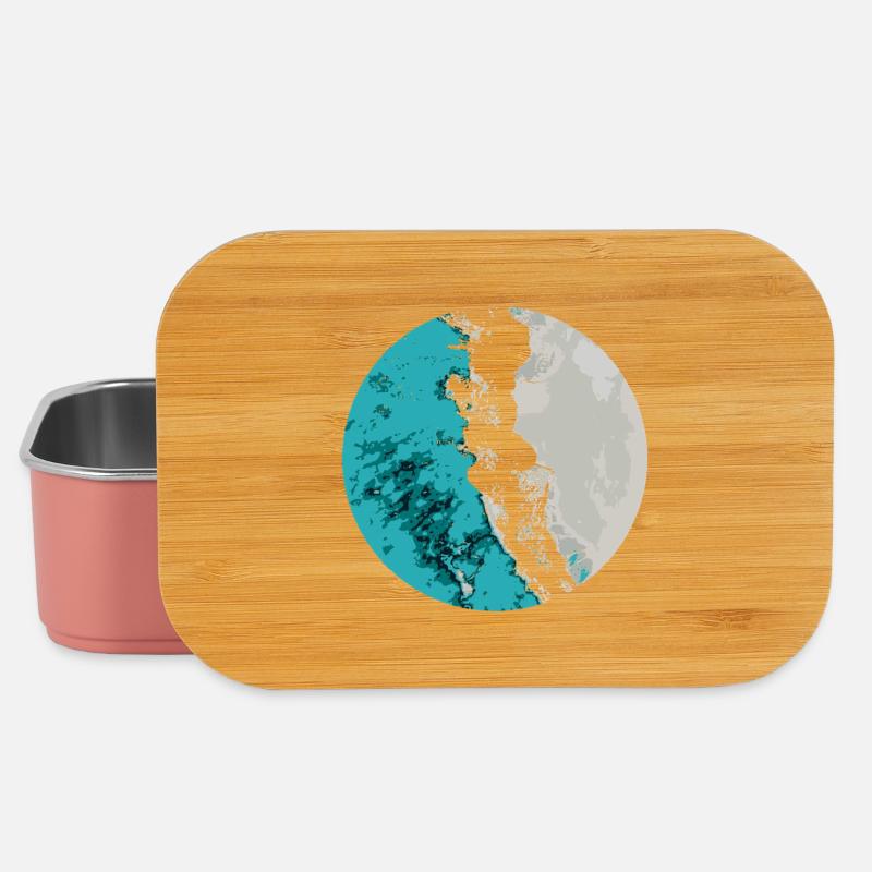 Split Earth Teal Moon - Lunch Box - light pink