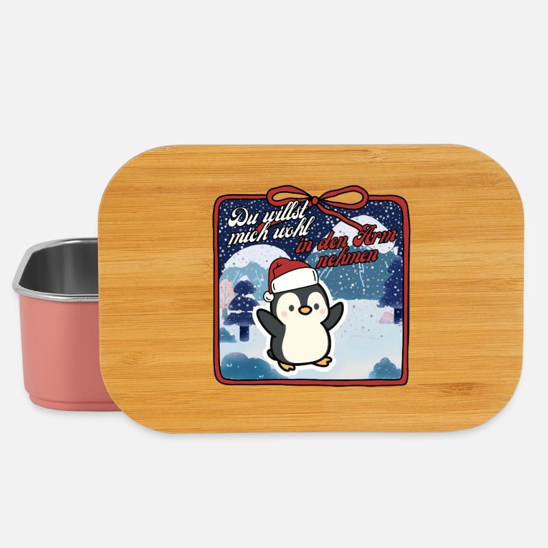 Pinguin Weihnachten Du willst mich wohl - Lunch Box - Hellrosa