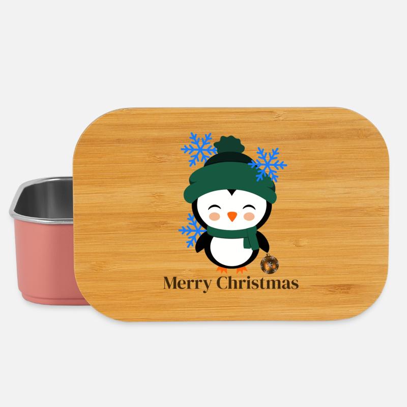 Winter penguin with snowflakes - Lunch Box - light pink